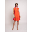 Narancs-pink ujjatlan szaténvászon ruha