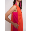 Narancs-pink ujjatlan szaténvászon ruha részlet
