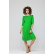 Csónaknyakú könyékig érő ujjú élénkzöld ruha