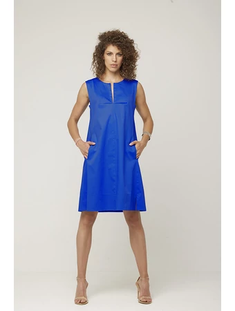 ujjatlan szaténruha sötétkék