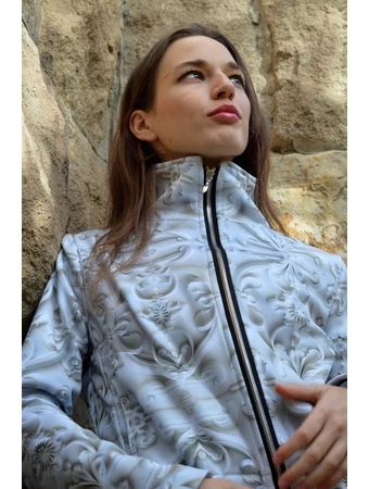 3D hatású mintás dzseki - natúr