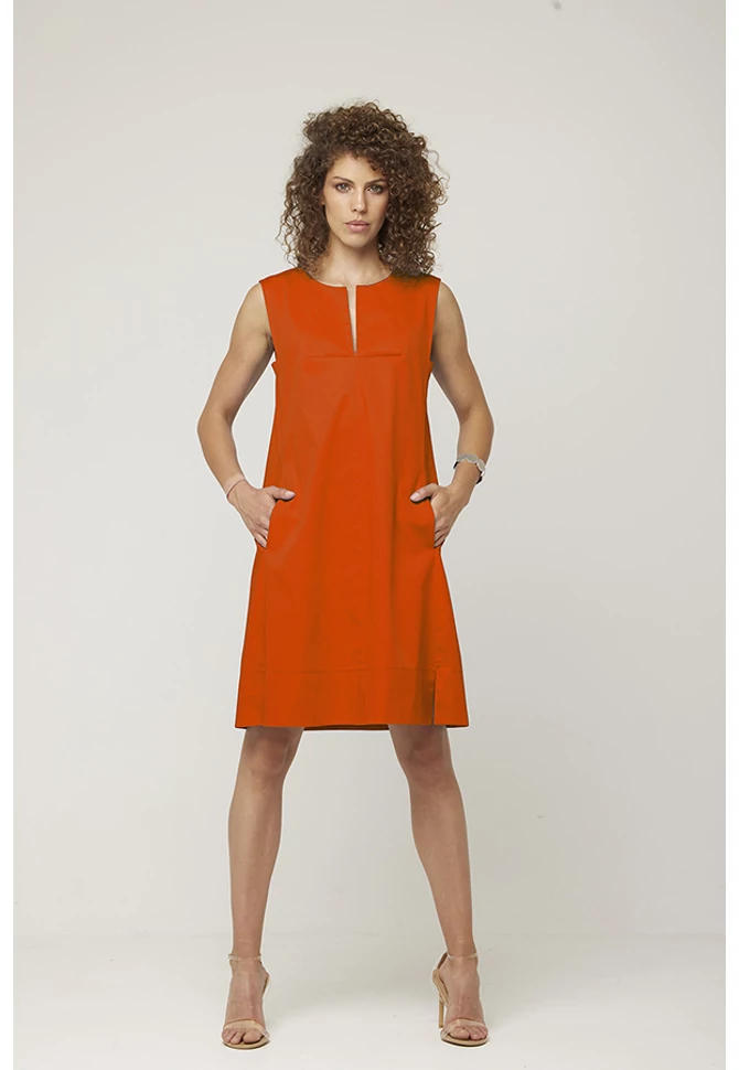 ujjatlan szaténruha élénknarancs